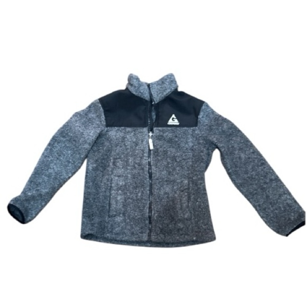 GERRY Fleece Jacket Youth Size Medium 10/12 Black/Gray Full Zip Cozy and Warm